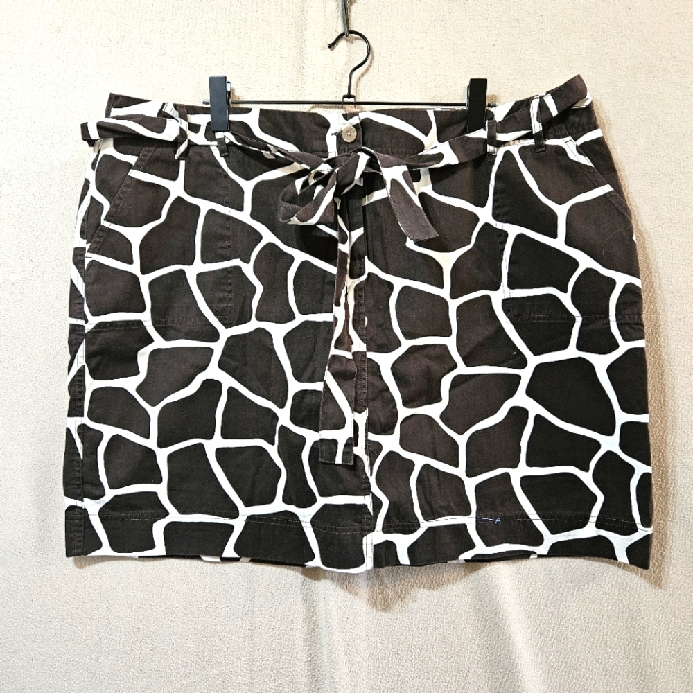 Land's End Brown and White Giraffe Print Skirt Plus Size 22 NWT